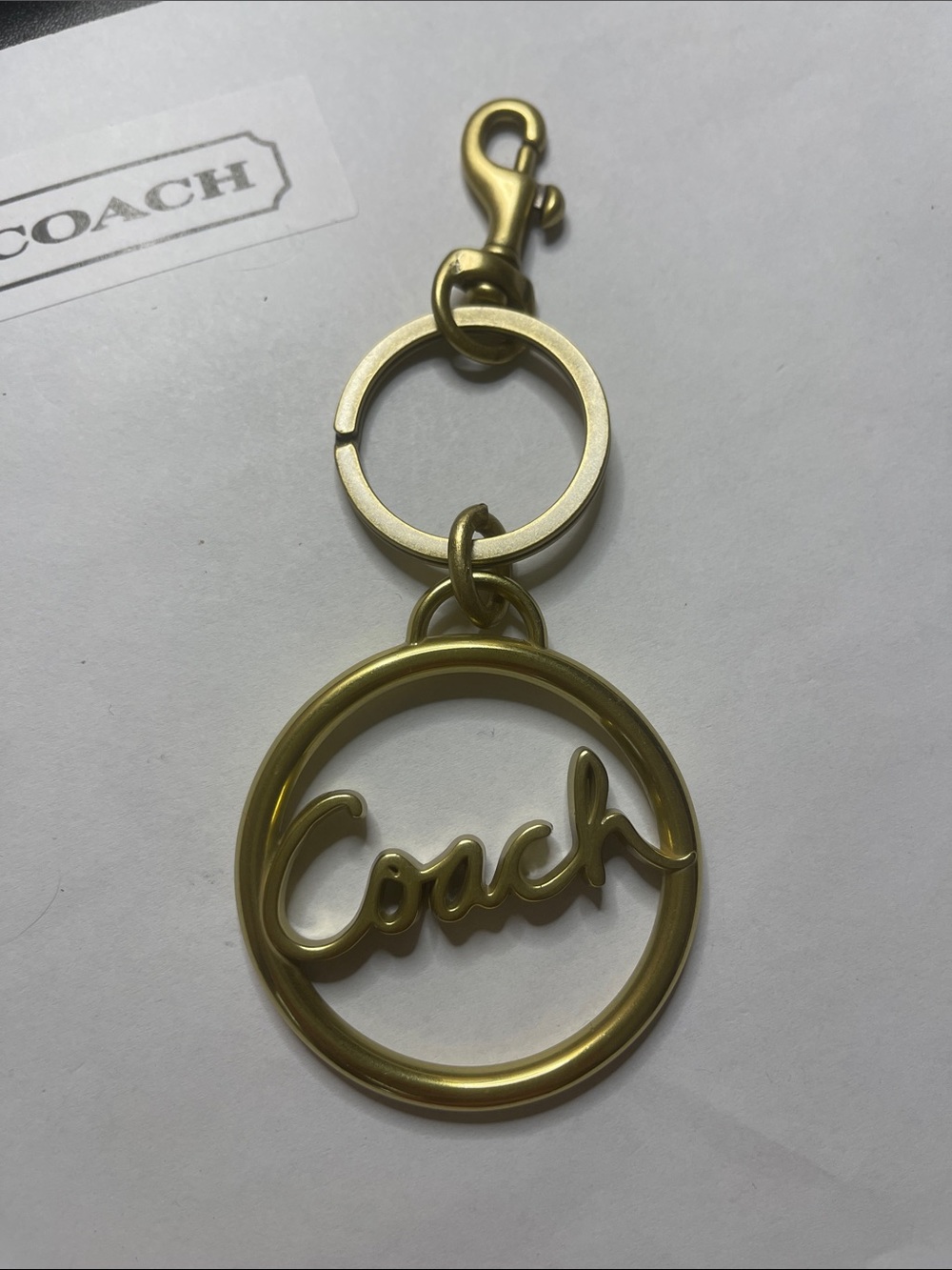 Coach Brass Script Circle Keyring/Bag Clip